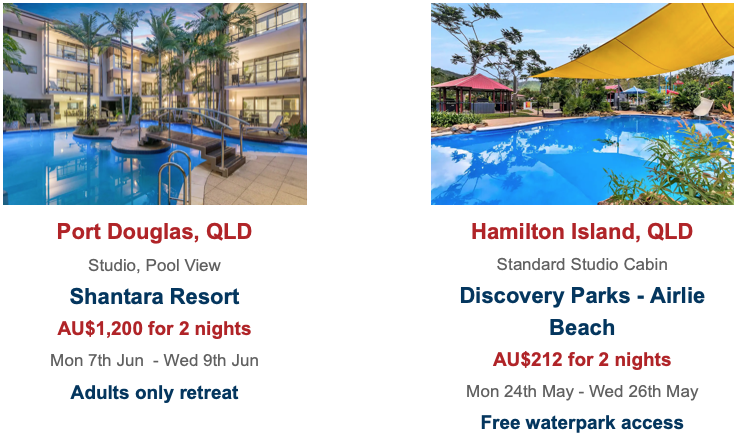 Book your next Australia getaway with Go West Travel- look at these for ideas and inspiration. Prices displayed are based on per room, for two night stay. Prices are updated regularly and are accurate when published as of 31st March 2021. 